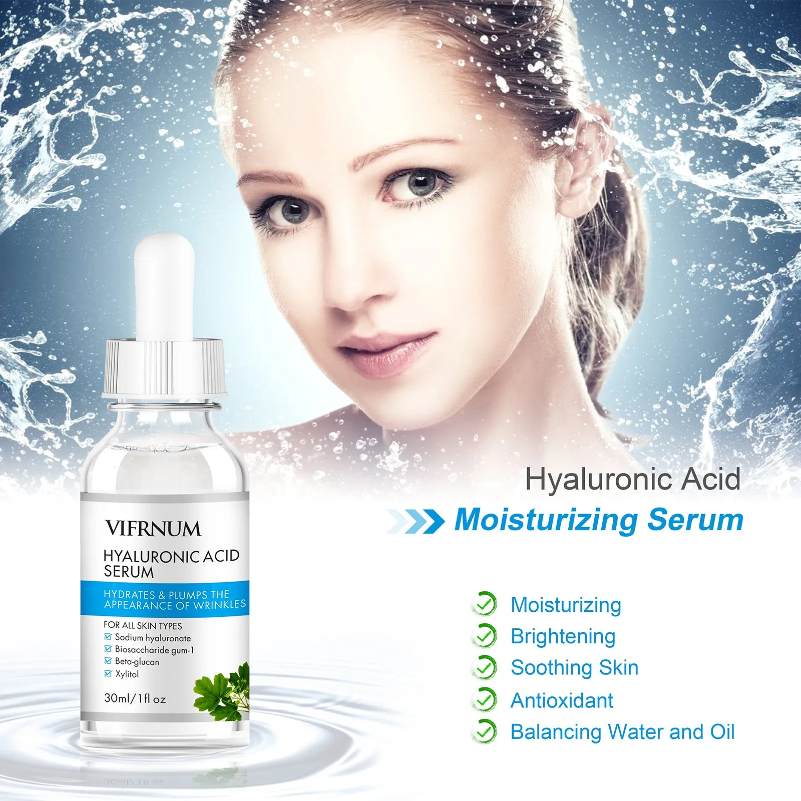 2023 Private Label Whitening & Anti-Aging Serum with Hyaluronic Acid & Vitamin C – Best Selling Face Serum