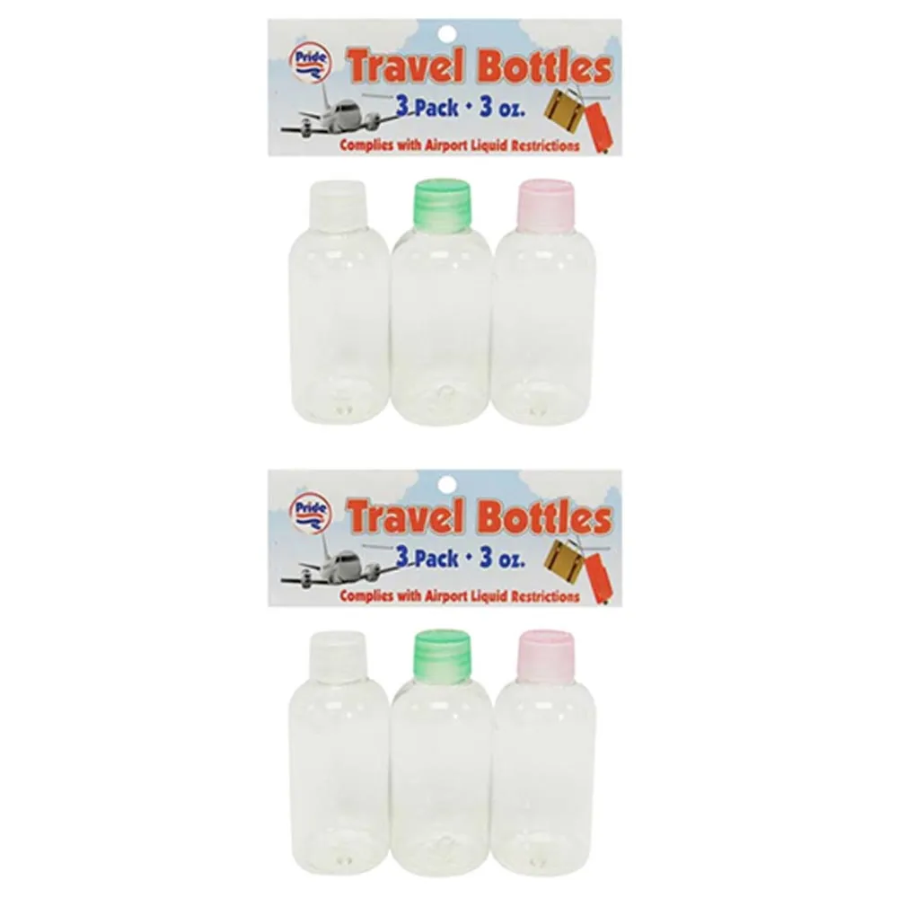 6 Pack Plastic Empty Travel Bottles 3 oz Toiletry Cosmetic Refillable Containers