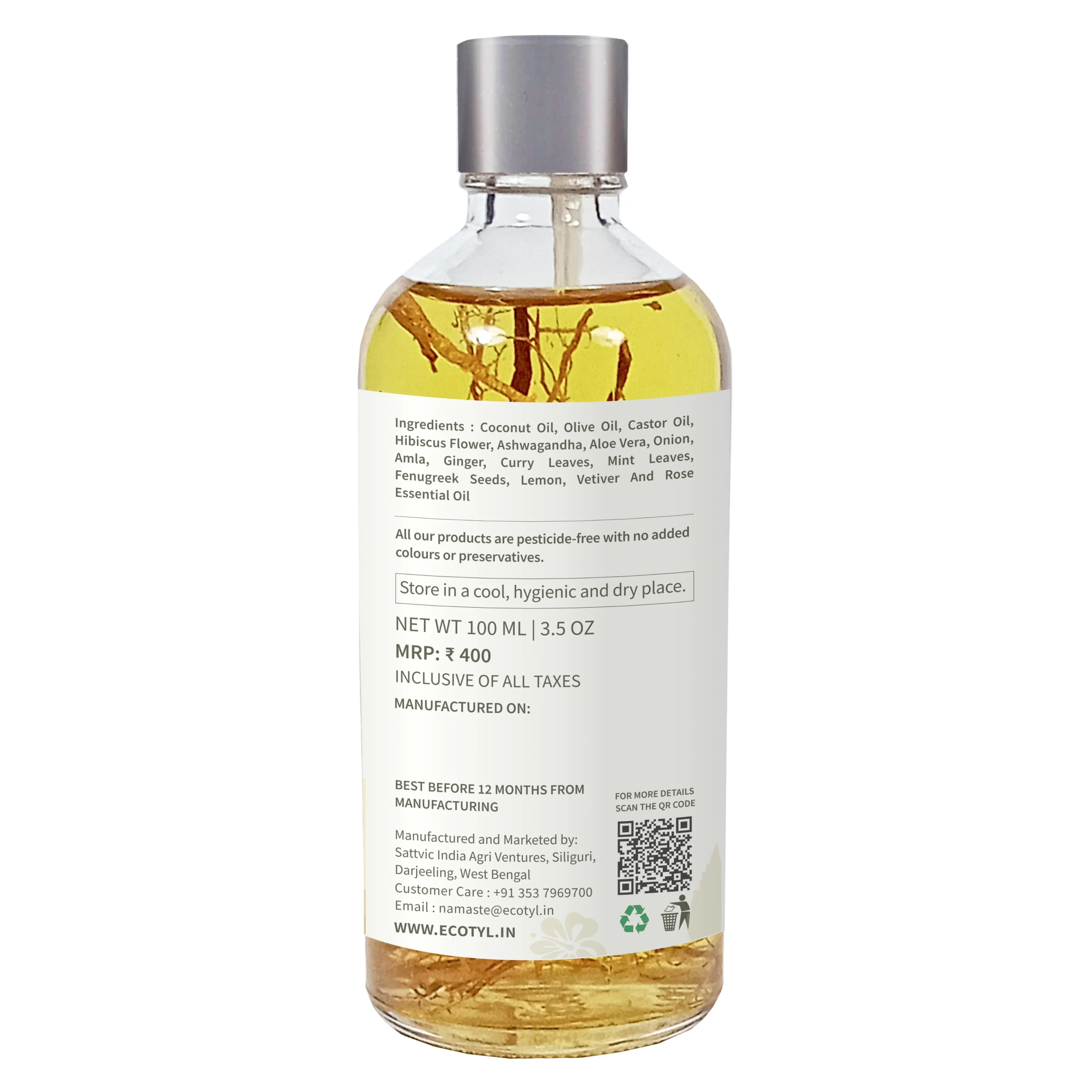 Ayurvedic Hair Oil Infused with 10  Herbs