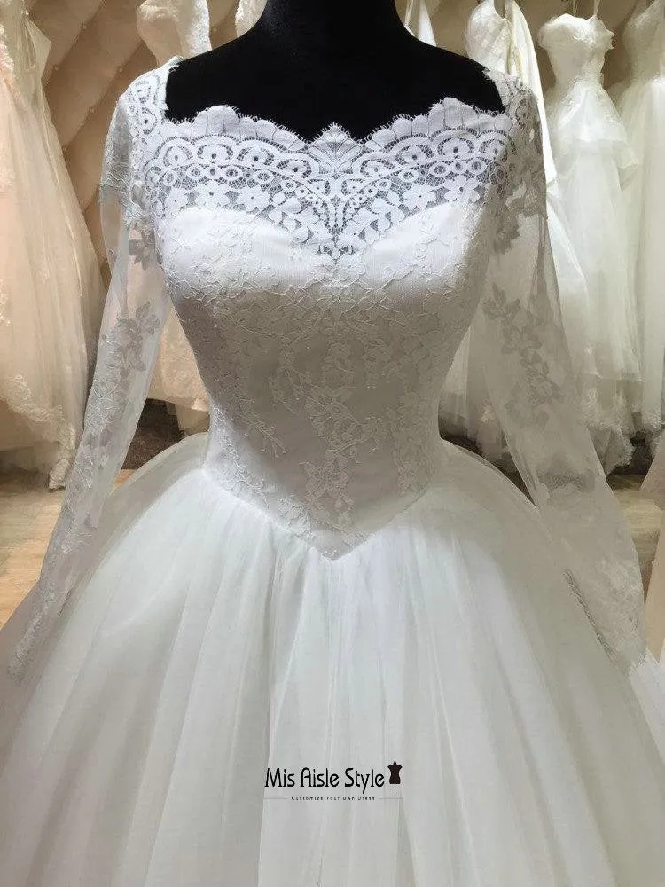 Ball Gown Long Sleeve Lace Wedding Dress
