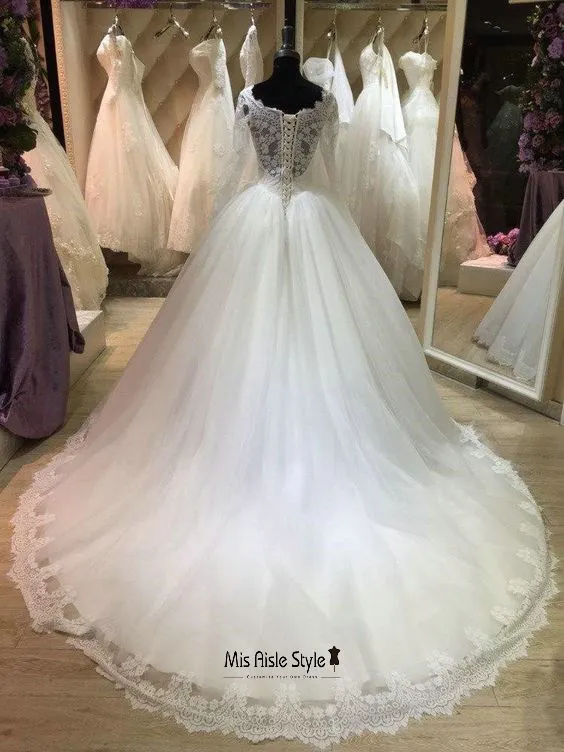 Ball Gown Long Sleeve Lace Wedding Dress