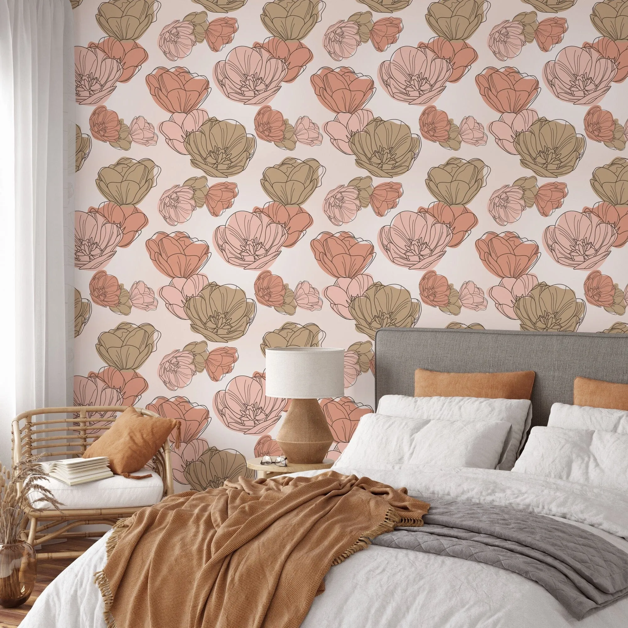 Boho Floral Pattern Peel and Stick Wallpaper