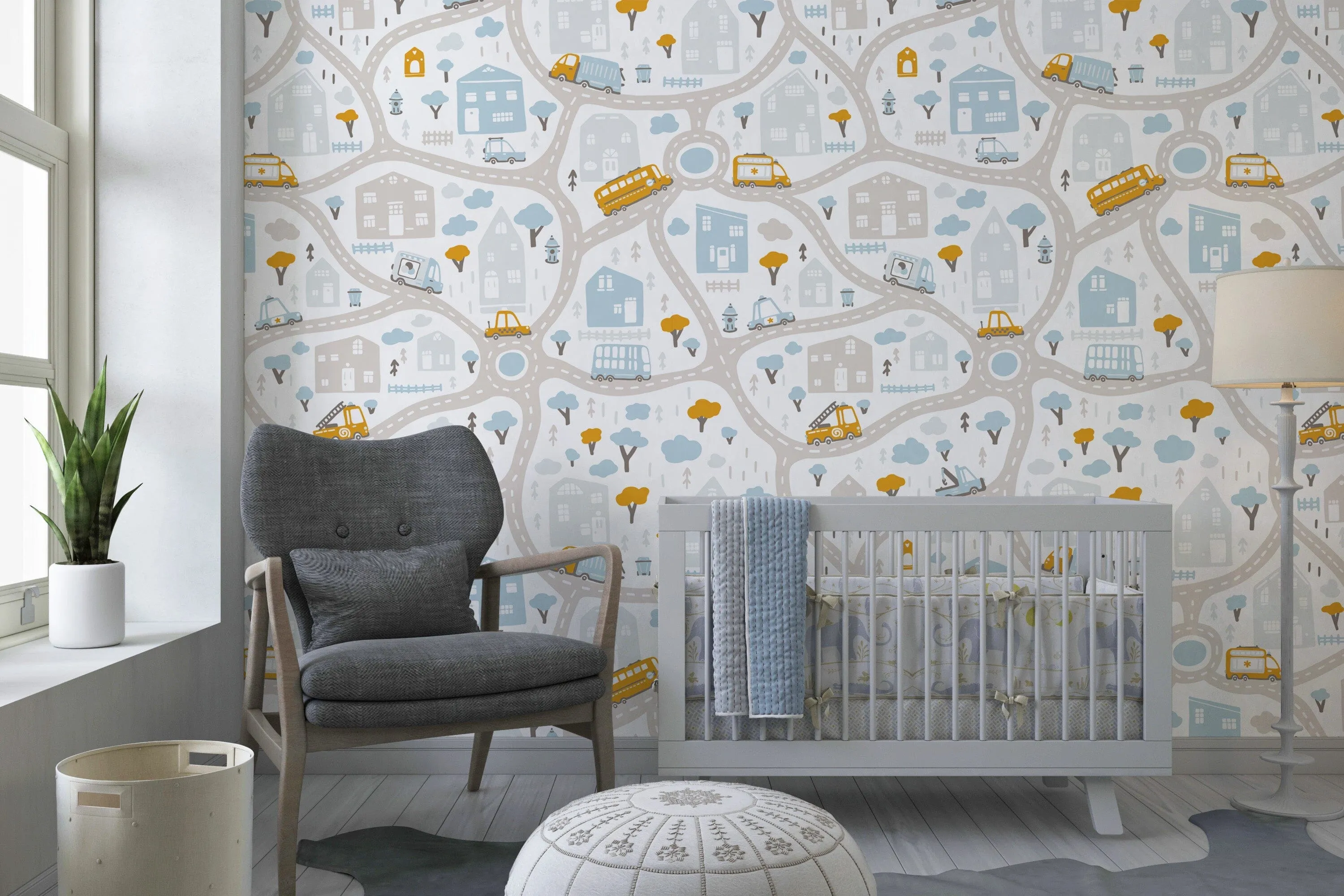 Cars and Trucks Playroom Wallpaper