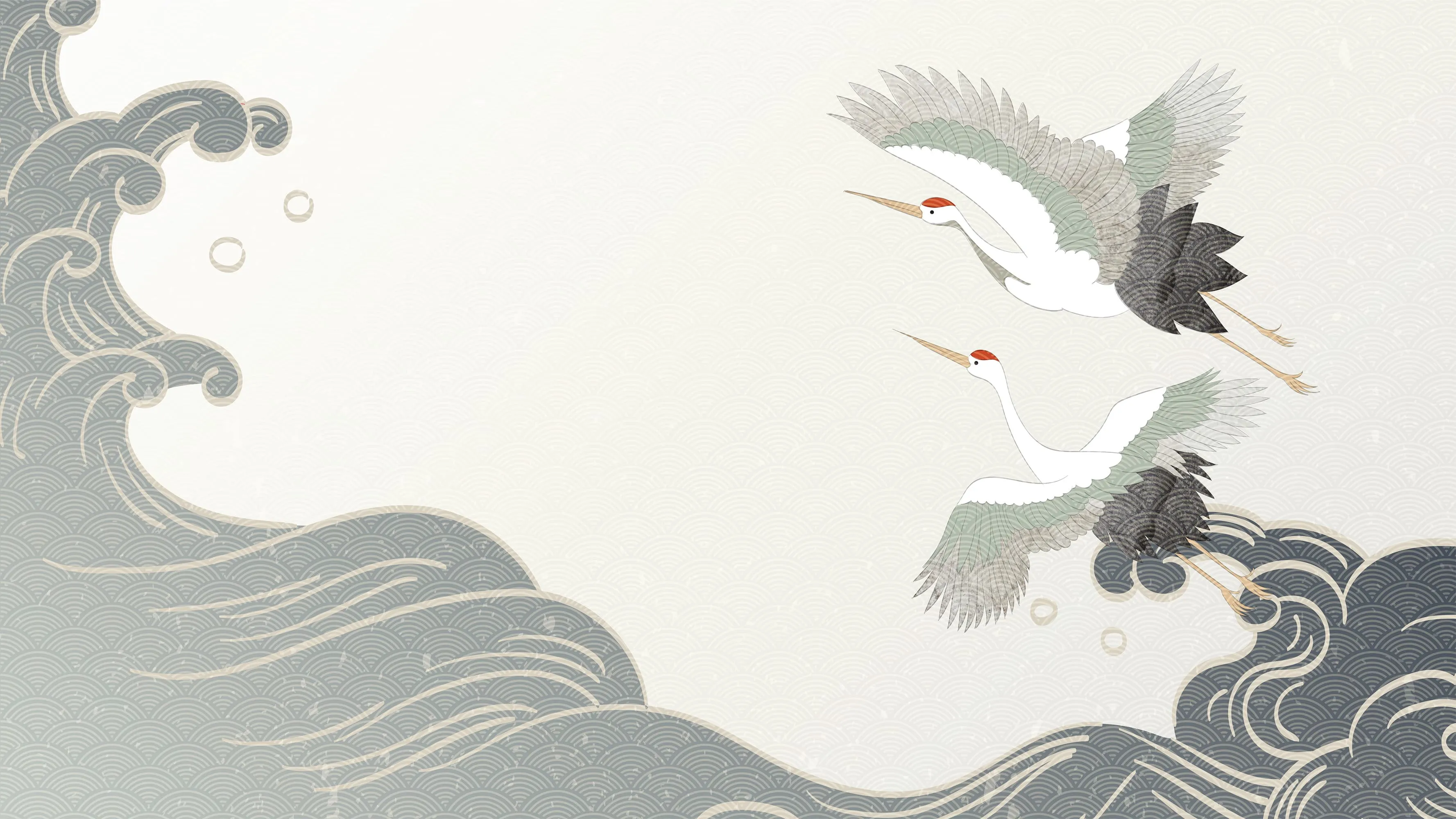 Crane Wallpaper - Ocean Waves Wallpaper - Removable Wallpaper Mural