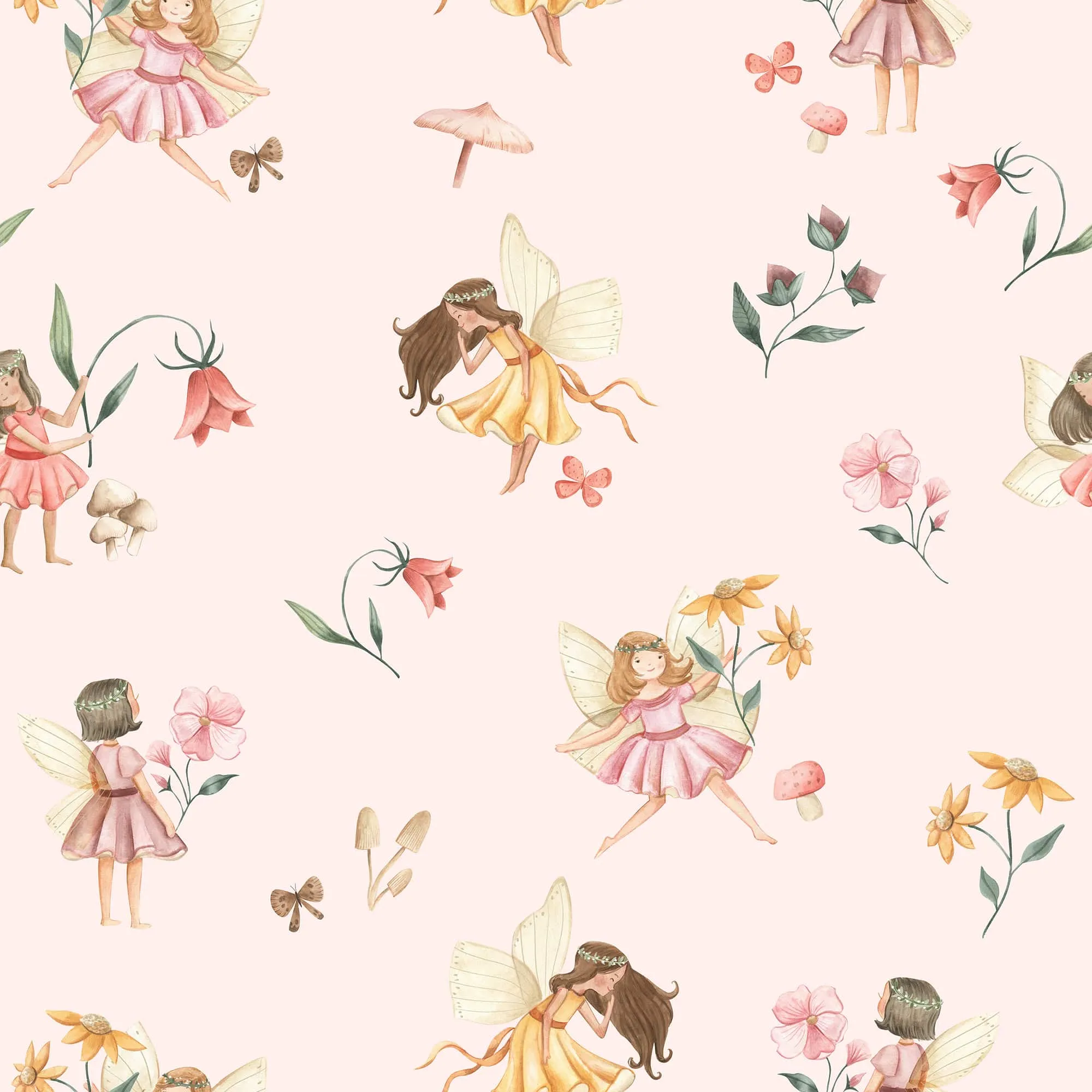 Fairy Wings and Flowers Fantasy Wallpaper
