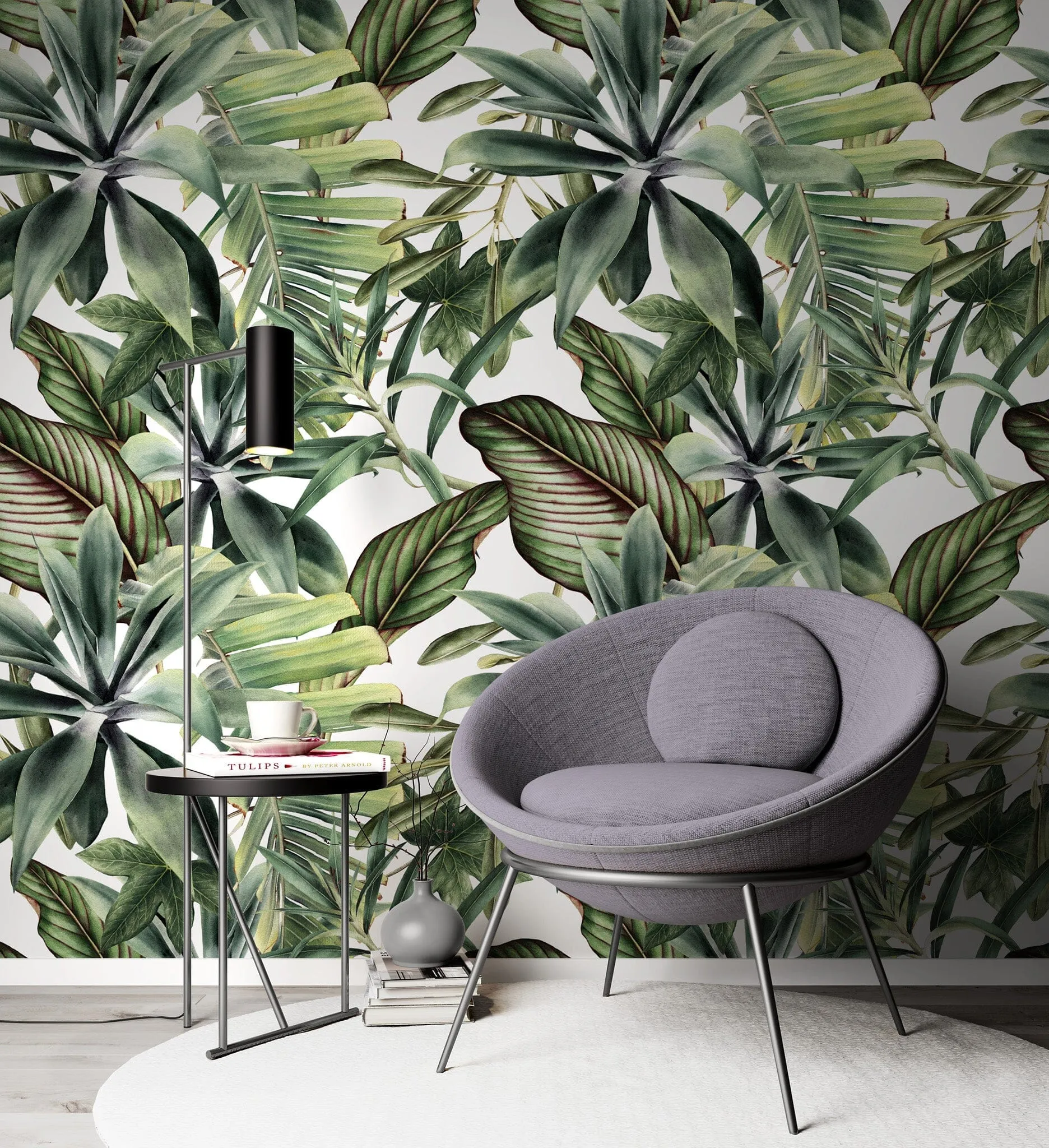 Green Tropical Leaves Self Adhesive Wallpaper