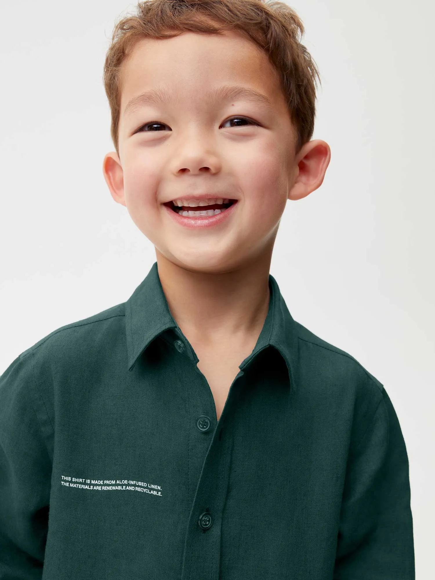 Kids Aloe Linen Long Sleeve Shirtbottle green