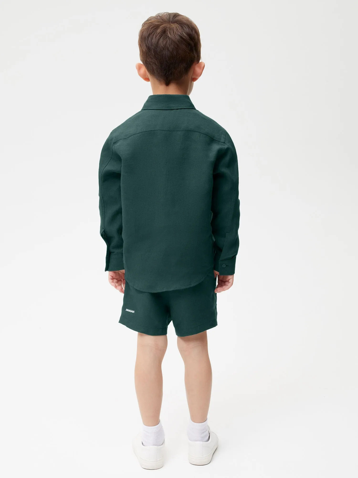 Kids Aloe Linen Long Sleeve Shirtbottle green