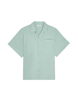 Mens Aloe Linen Camp Collar Shirteucalyptus blue