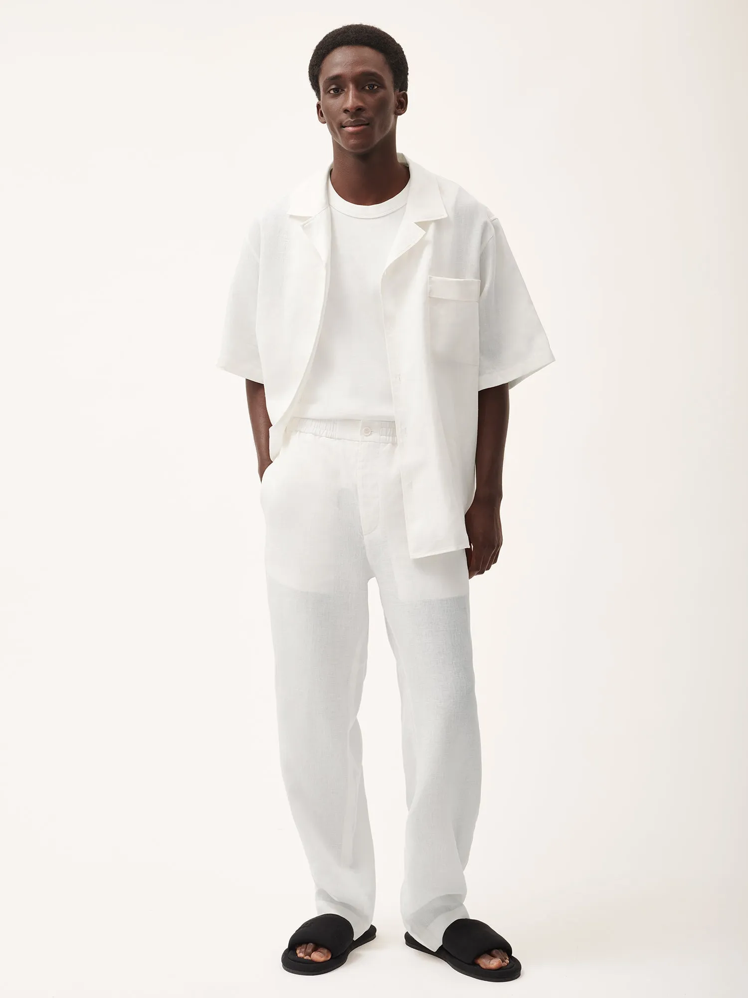 Mens Aloe Linen Trousersoff-white