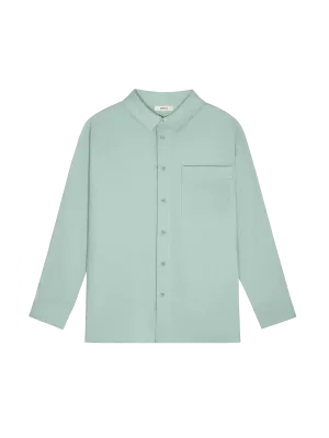 Womens Aloe Linen Collared Long Sleeve Shirteucalyptus blue