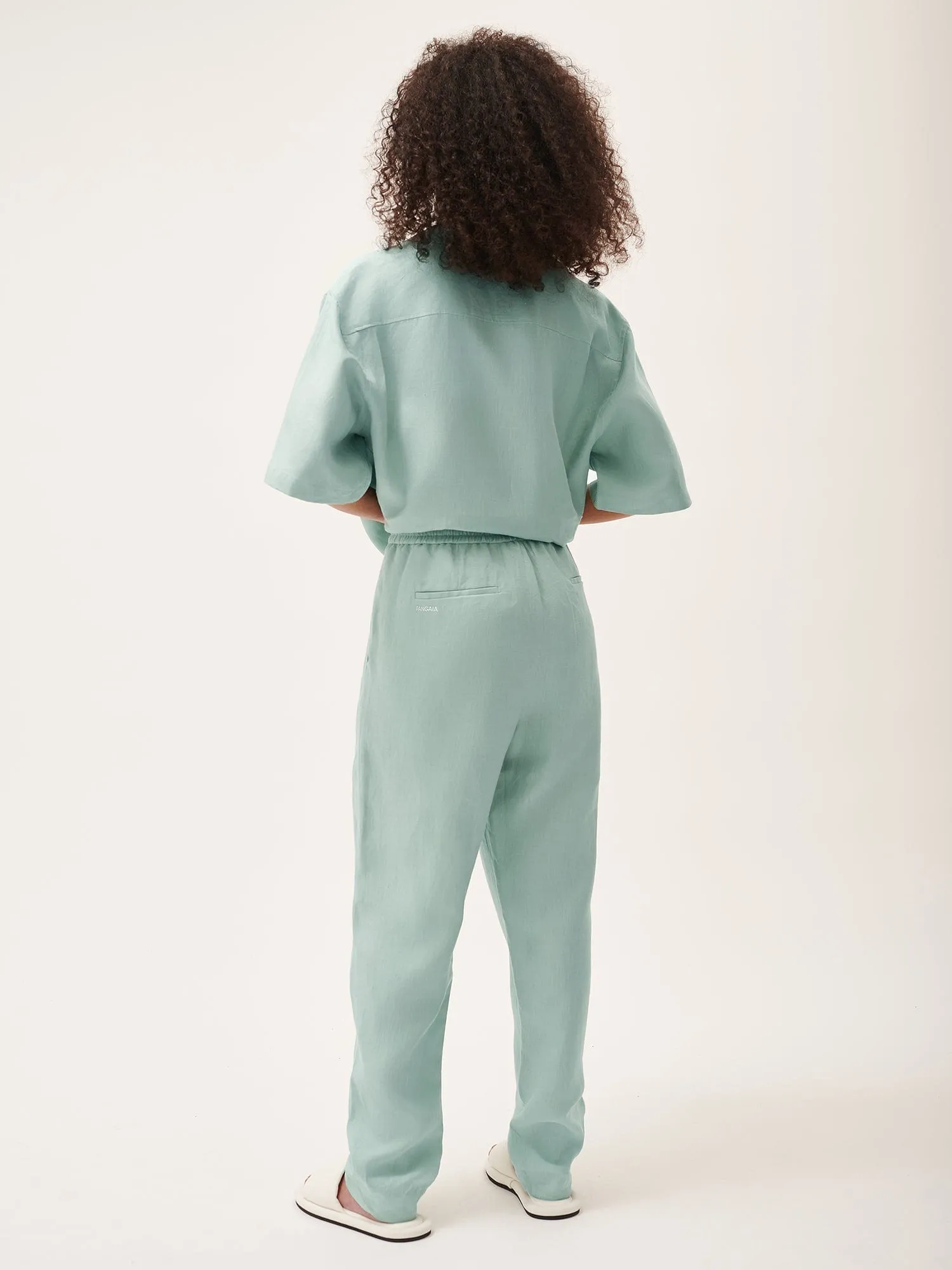Women's Aloe Linen Trouserseucalyptus blue